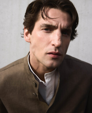 Cotton regular fit mandarin collar shirt