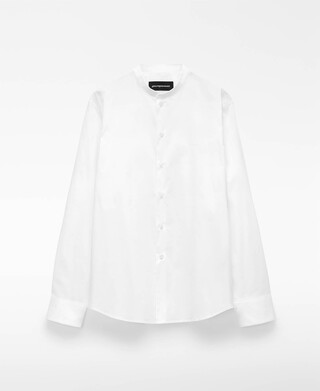 Cotton regular fit mandarin collar shirt