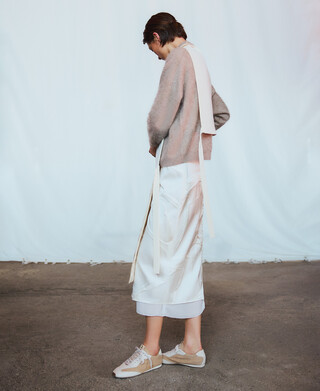 Jupe combinée effet froissé pour femme