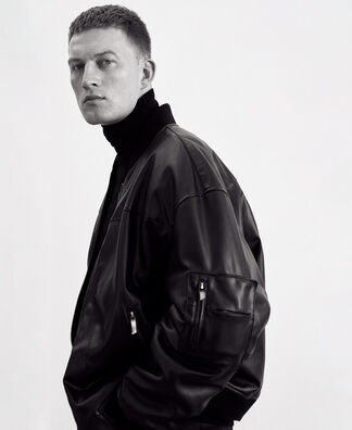Leather texture oversize bomber Leather texture oversize bomber