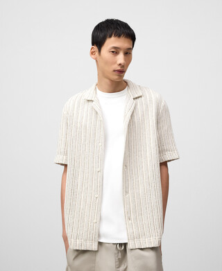 Chemise texturée à col bowling homme