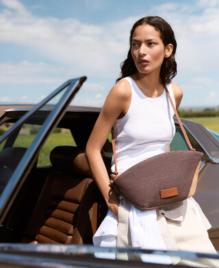 Bolso Eclipse bicolor textura rafia