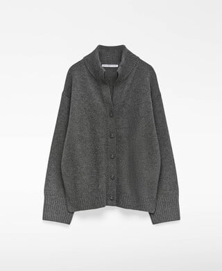 Merino wool high collar cardigan woman Merino wool high collar cardigan woman