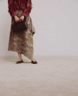 Asymmetrischer Jacquard-Rock mit Fransen