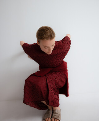 Braided fabric wrap skirt woman