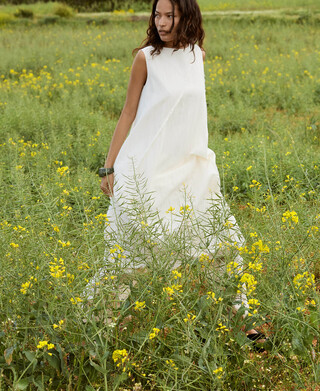 Vestido midi globo pinzas