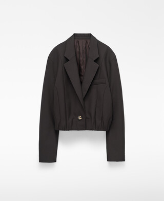 Blazer curto feito &agrave; medida com bainha el&aacute;stica