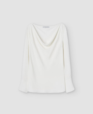 Recycled materials draped blouse Recycled materials draped blouse