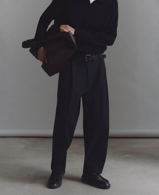 Cotton oversize turn-up hem trousers
