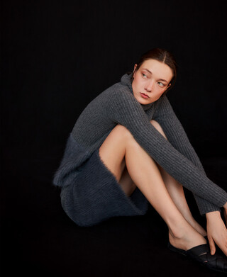 Pull en maille effet poil pour femme