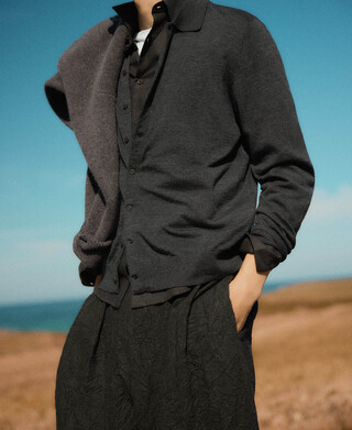 Merino wool cardigan man