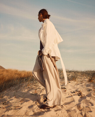 Wrap pleated trousers