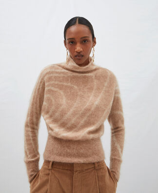 Jersey espiral con cuello alto Jersey espiral con cuello alto