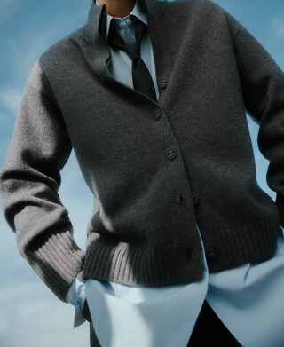 Cárdigan cuello alto lana merino mujer Cárdigan cuello alto lana merino mujer