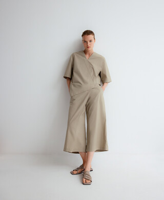 Cotton cropped wrap trousers woman
