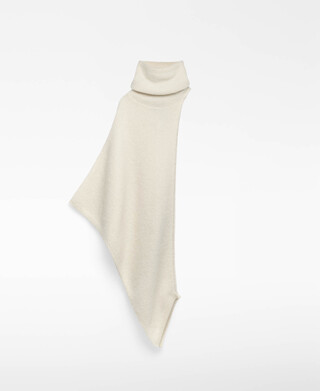 Funnel neck asymmetrical cape woman