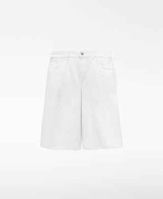 Bermudas compridas em ganga de algod&atilde;o