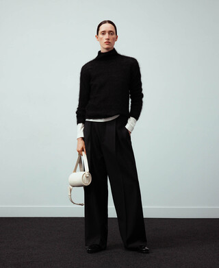 Brushed knit sweater woman