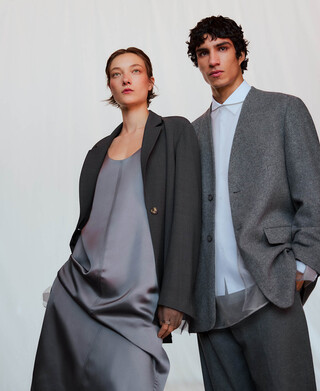 Relaxed fit blazer with no lapel man