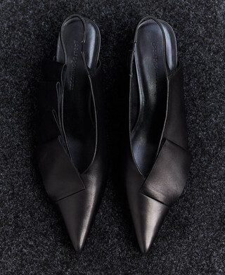 Leather heeled slingback shoe woman