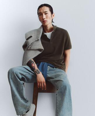 Cotton washed piqu&eacute; regular fit polo