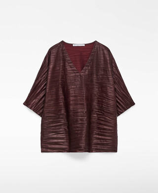 Leather-Non-Leather crinkle top