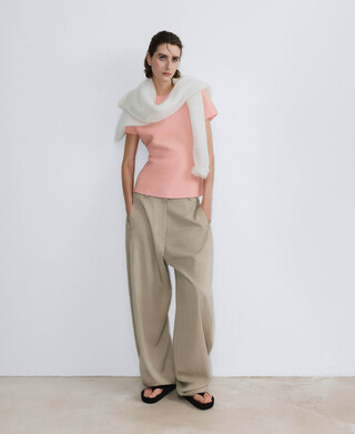 Peplum-Top aus Strick mit U-Boot-Ausschnitt