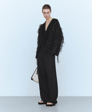 Casaco curto com franjas