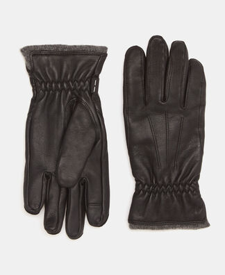 Leather gloves with knitted lining