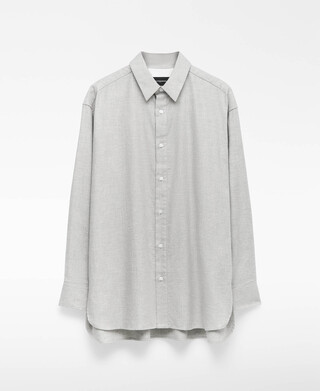 Camisa relaxada com colarinho italiano para homem