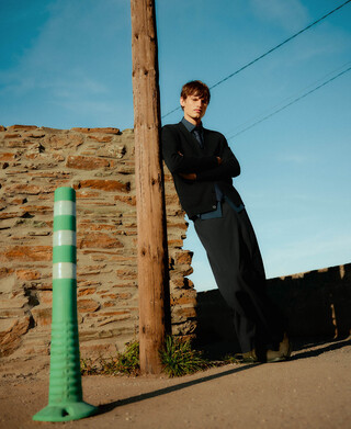 V-neck knit cardigan man