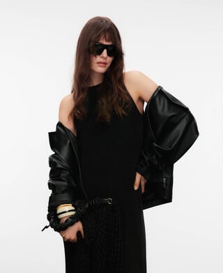 Vestido largo punto metalizado