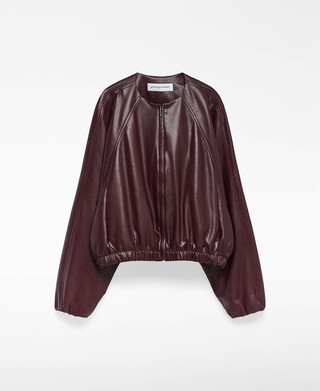 Leather-Non-Leather bomber jacket