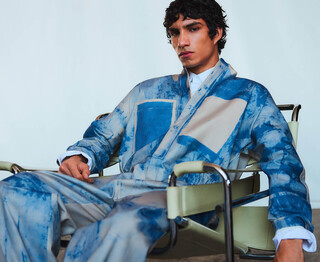 Aged-effect relaxed fit jumpsuit man