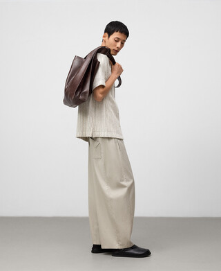 Sac cabas en cuir marron homme