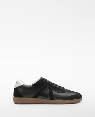 Leather and suede logo sneaker