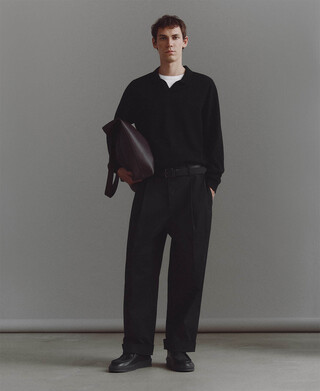 Cotton oversize turn-up hem trousers