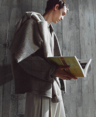 Wool blend double-faced checkered jacket