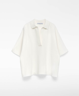 Knit short sleeve polo shirt woman