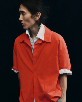 Cotton bowling collar oversize shirt