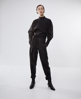 Leather texture slouchy trousers Leather texture slouchy trousers