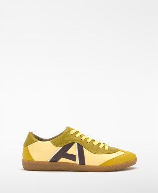 Maxi logo leather and suede sneaker