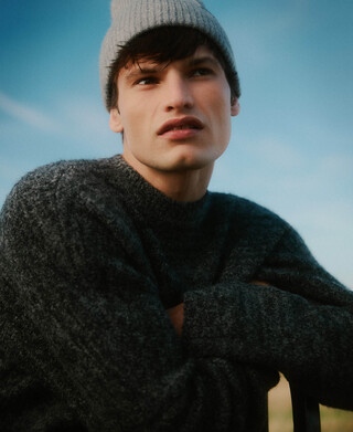 Crew collar melange knit sweater man