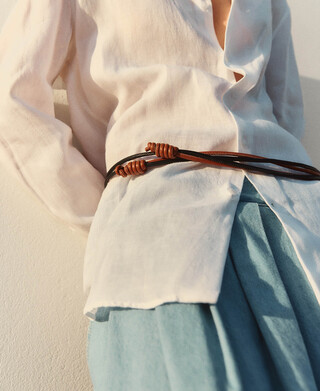 Linen regular fit spread collar shirt