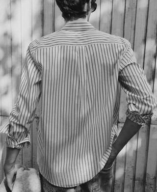 Chemise regular fit col italien rayures