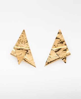 Large folded triangular earrings