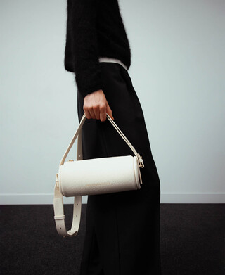Non-Leather cylindrical bag woman