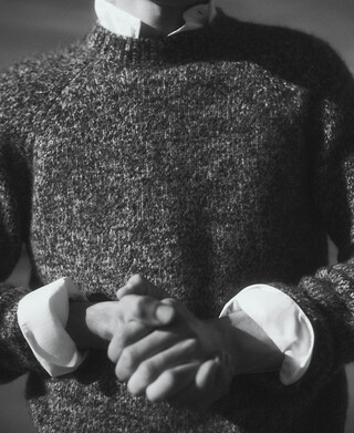 Crew collar melange knit sweater man