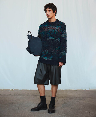 Relaxed fit black Bermuda shorts man