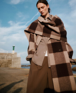 Abrigo doble faz cuadros mujer Abrigo doble faz cuadros mujer